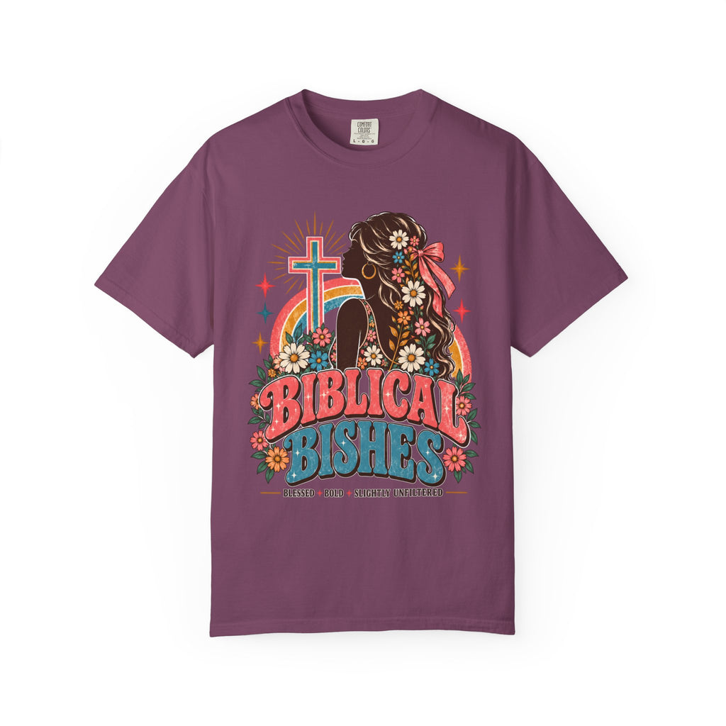Biblical Bishes Graphic T-Shirt — Retro Floral Christian Faith Tee