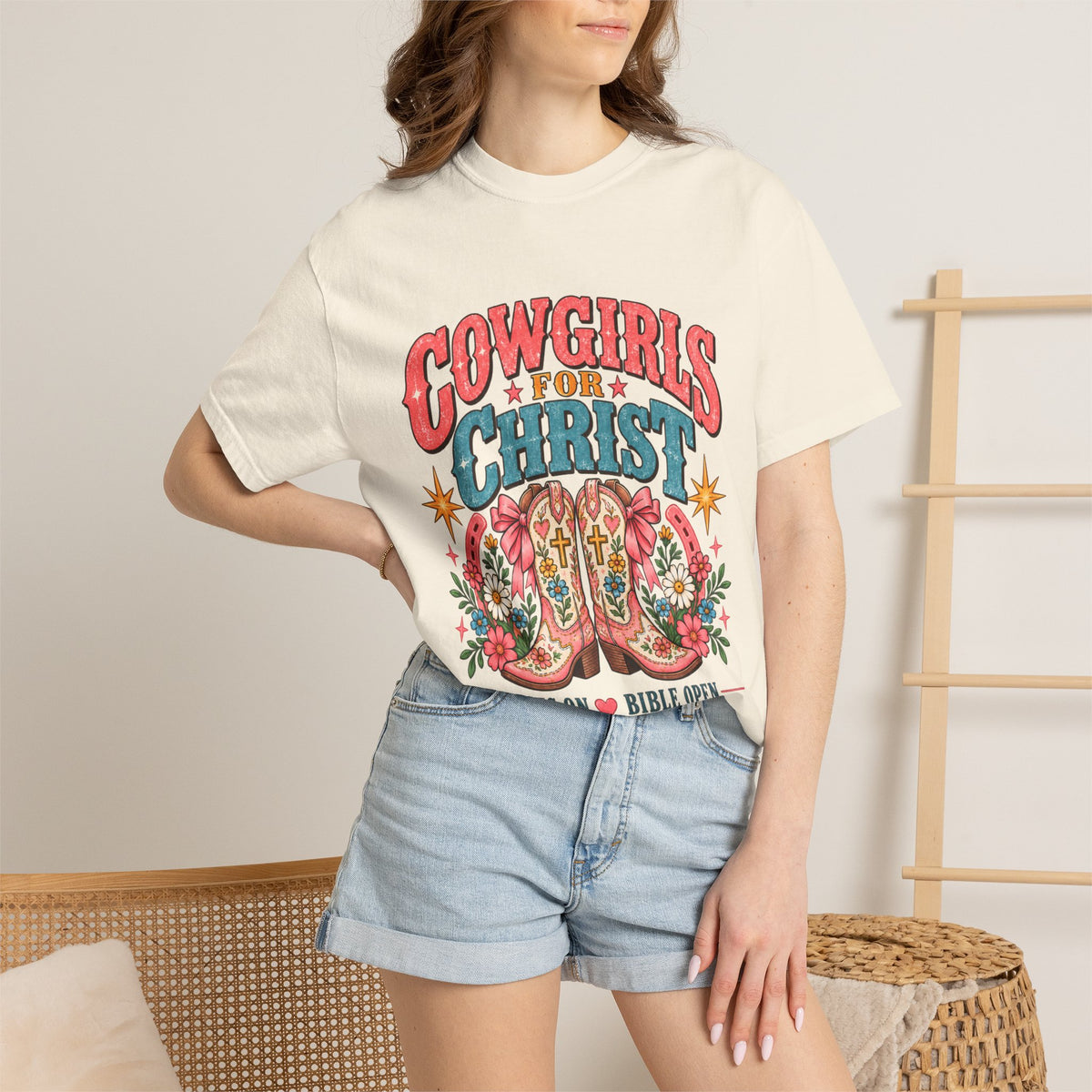 Cowgirls for Christ T-Shirt — Boots On  Bible Open Christian Western Tee