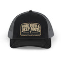 Work Boots & Deep Roots Trucker Cap – Rustic Patch Snapback Hat