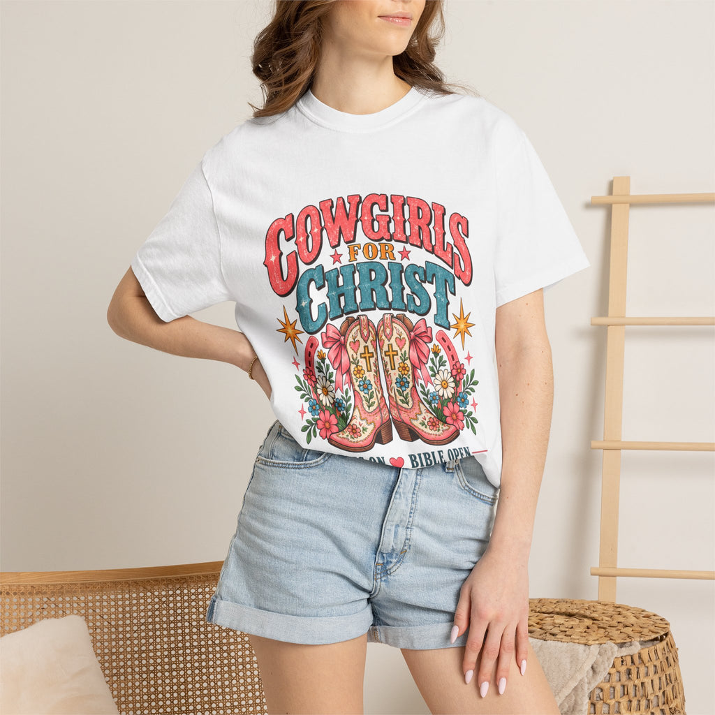 Cowgirls for Christ T-Shirt — Boots On  Bible Open Christian Western Tee