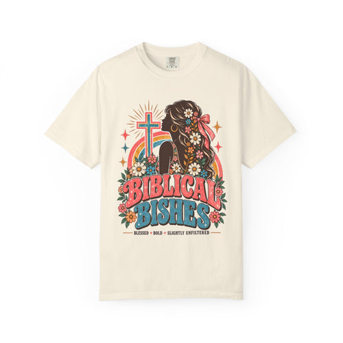 Biblical Bishes Graphic T-Shirt — Retro Floral Christian Faith Tee