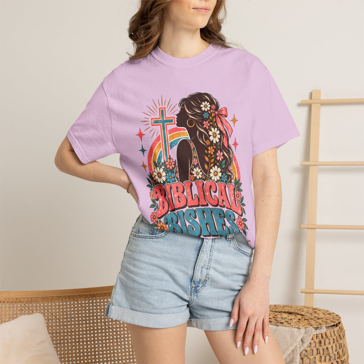 Biblical Bishes Graphic T-Shirt — Retro Floral Christian Faith Tee