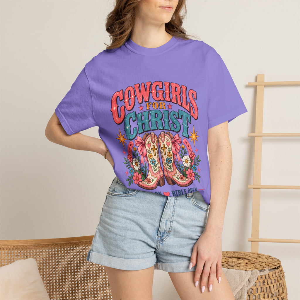Cowgirls for Christ T-Shirt — Boots On  Bible Open Christian Western Tee