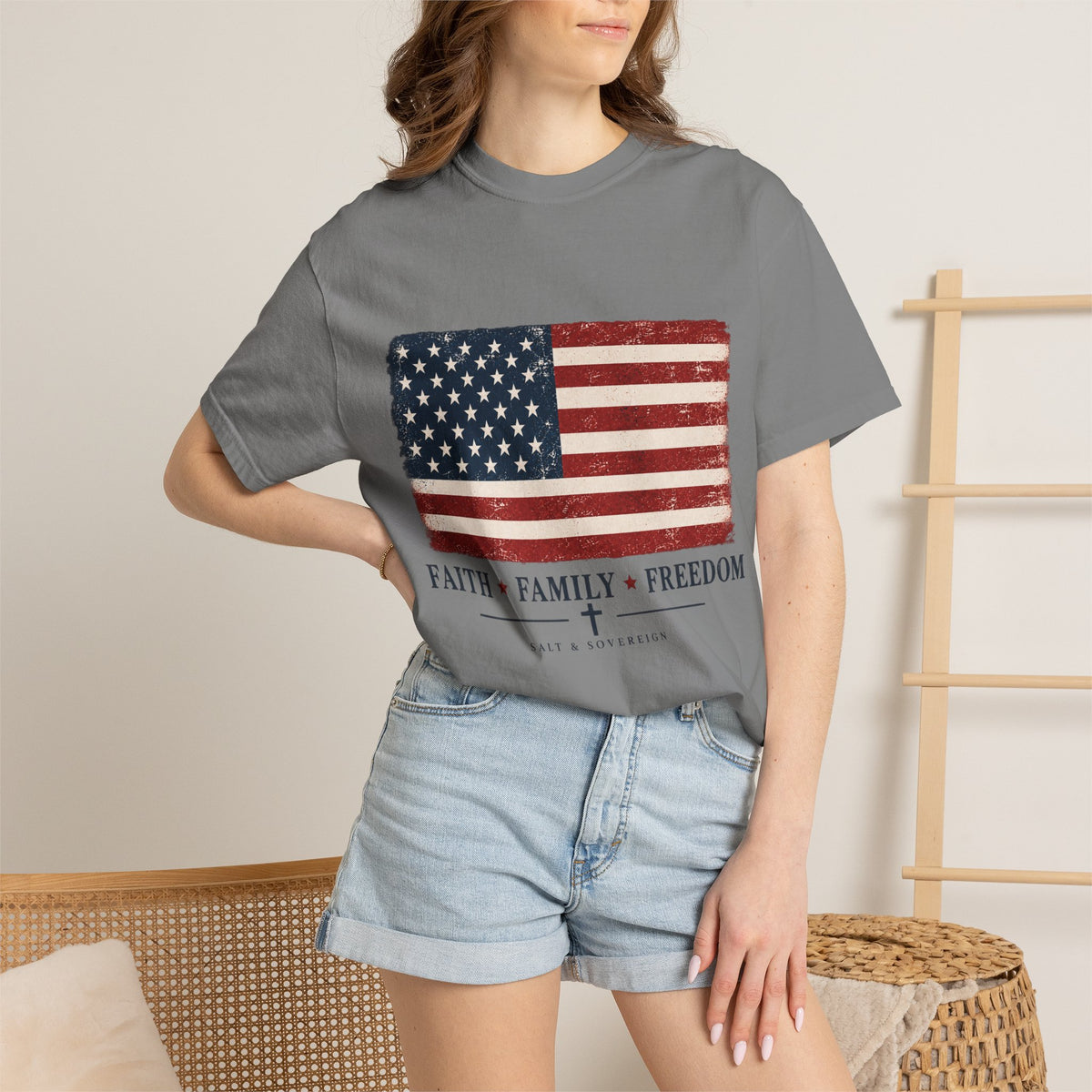 T-Shirt — "Faith. Family. Freedom." Christian Graphic Tee