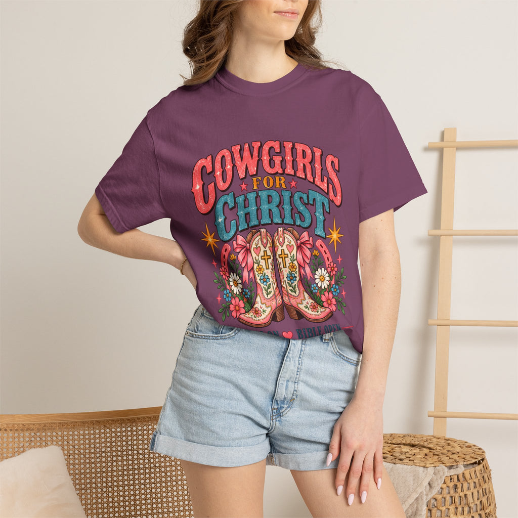 Cowgirls for Christ T-Shirt — Boots On  Bible Open Christian Western Tee
