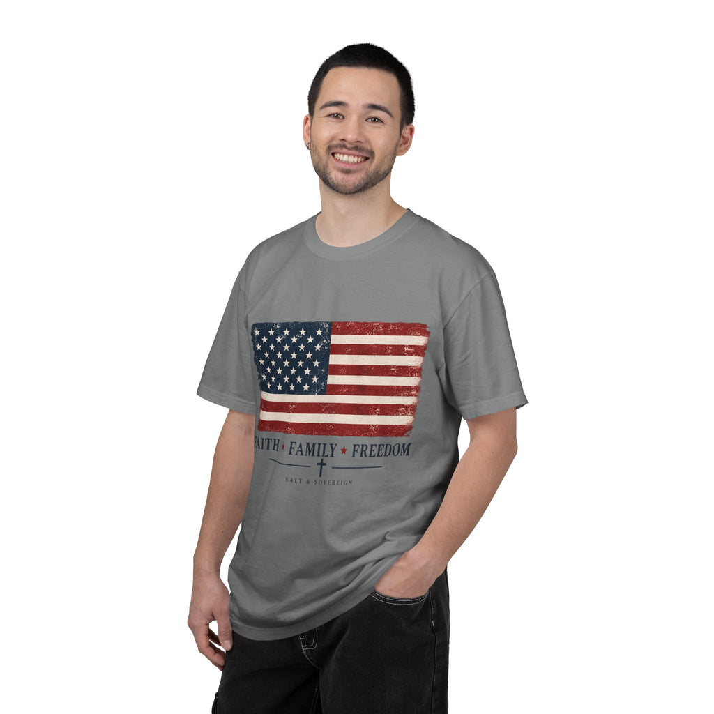 T-Shirt — "Faith. Family. Freedom." Christian Graphic Tee