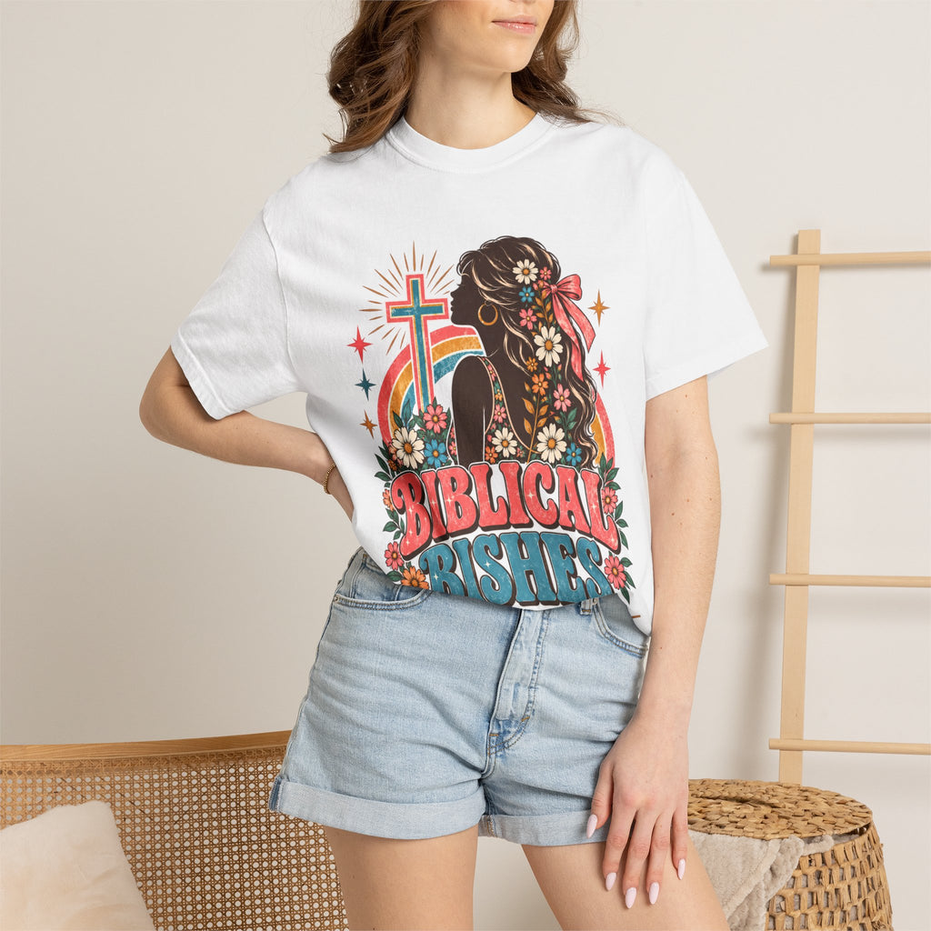 Biblical Bishes Graphic T-Shirt — Retro Floral Christian Faith Tee