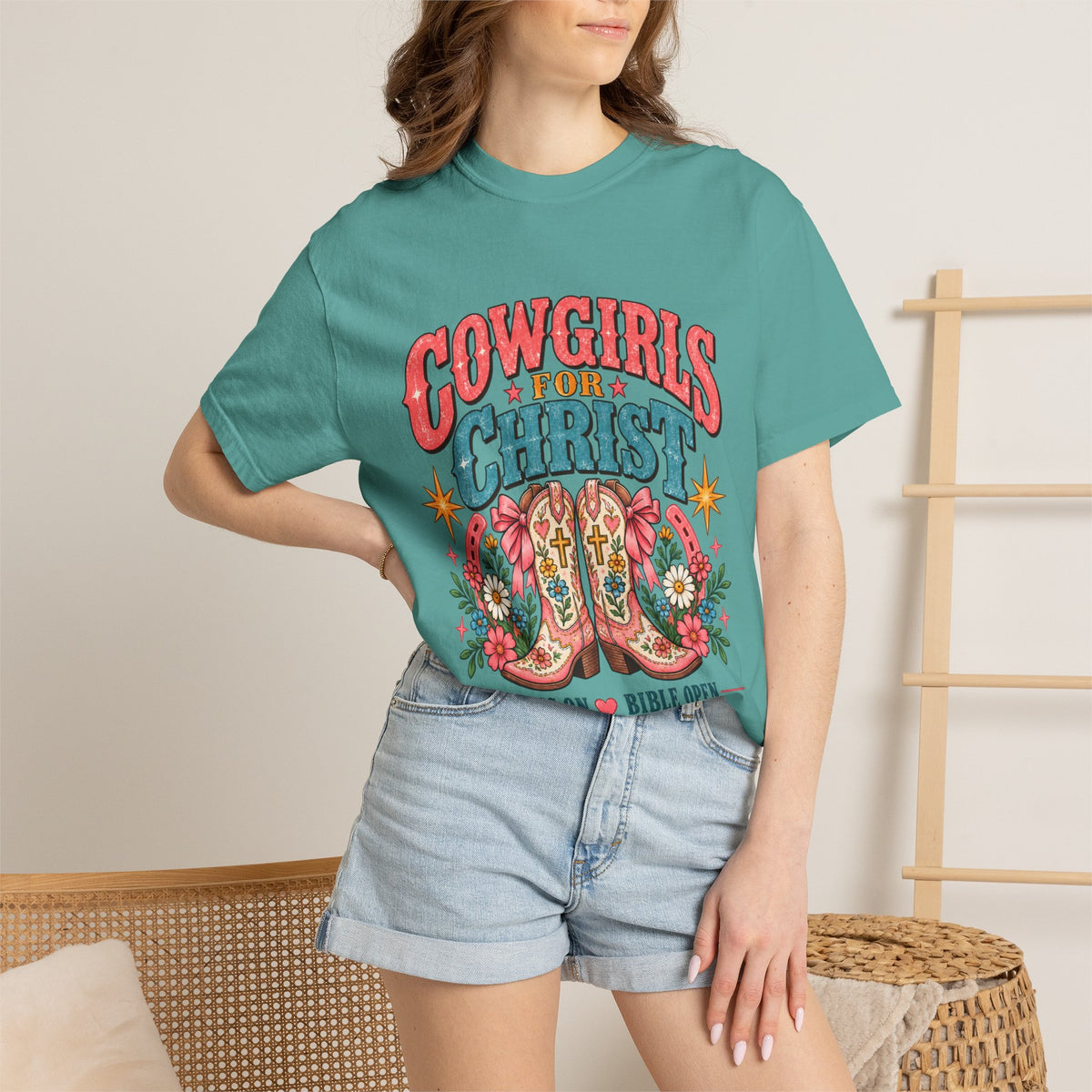 Cowgirls for Christ T-Shirt — Boots On  Bible Open Christian Western Tee