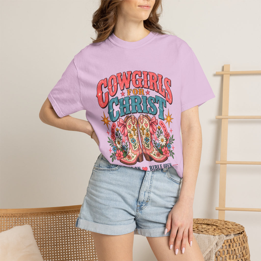 Cowgirls for Christ T-Shirt — Boots On  Bible Open Christian Western Tee