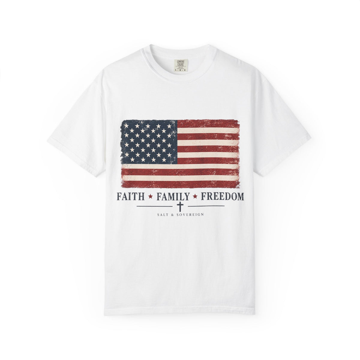 T-Shirt — "Faith. Family. Freedom." Christian Graphic Tee