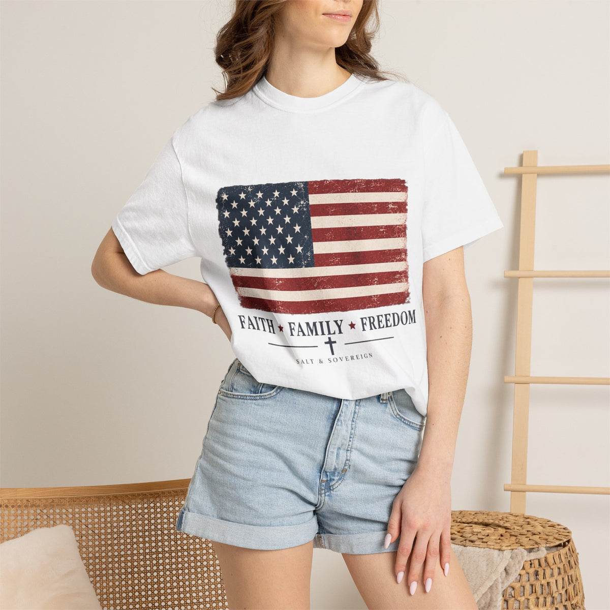 T-Shirt — "Faith. Family. Freedom." Christian Graphic Tee