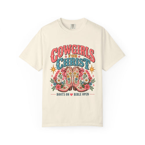 Cowgirls for Christ T-Shirt — Boots On  Bible Open Christian Western Tee