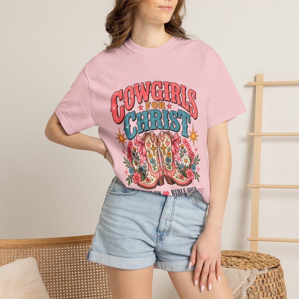 Cowgirls for Christ T-Shirt — Boots On  Bible Open Christian Western Tee