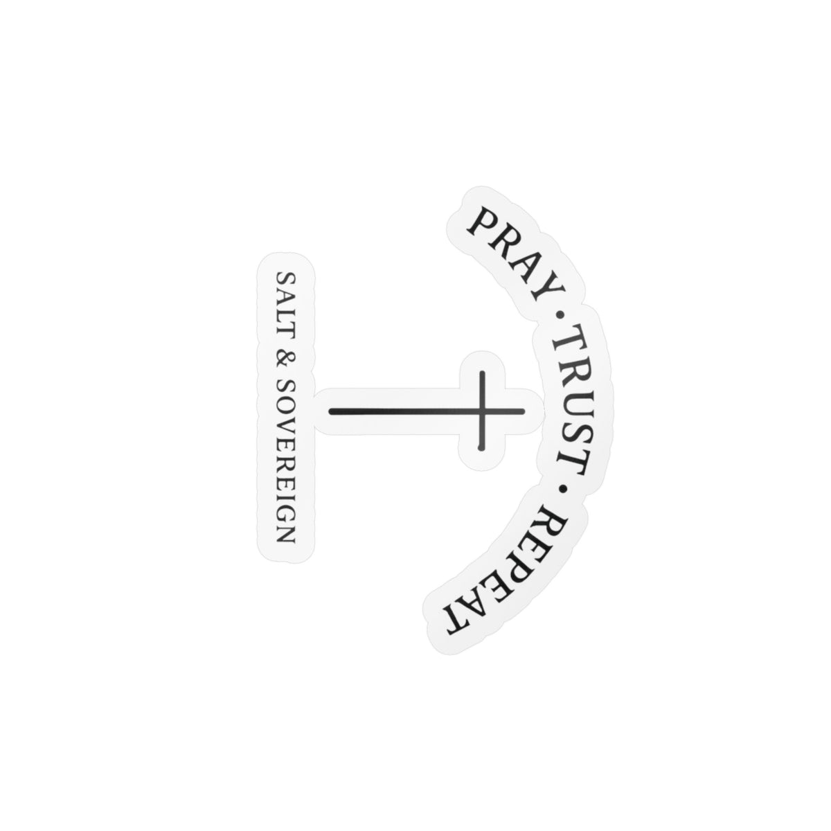 Pray • Trust • Repeat Vinyl Decal — Faith Cross Kiss-Cut Sticker
