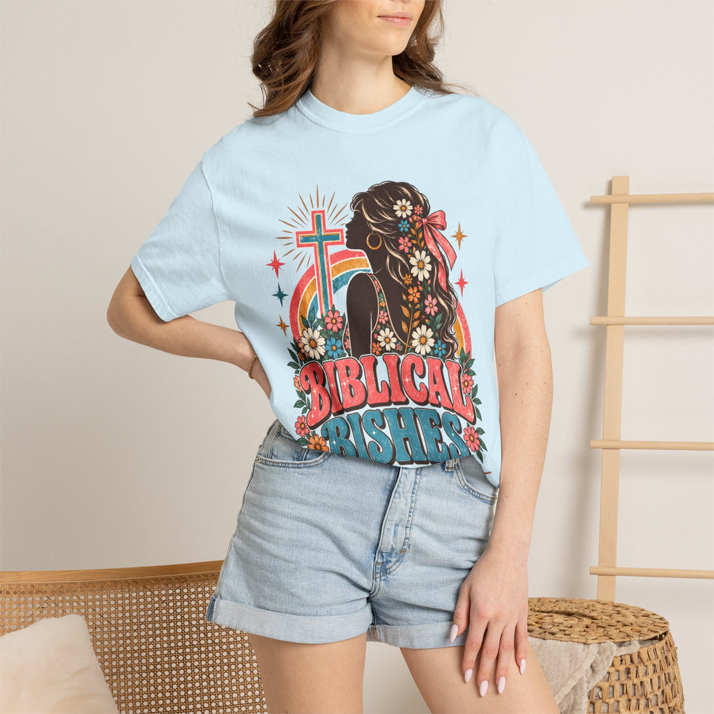Biblical Bishes Graphic T-Shirt — Retro Floral Christian Faith Tee