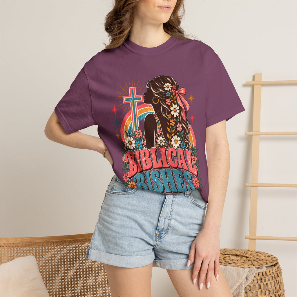 Biblical Bishes Graphic T-Shirt — Retro Floral Christian Faith Tee
