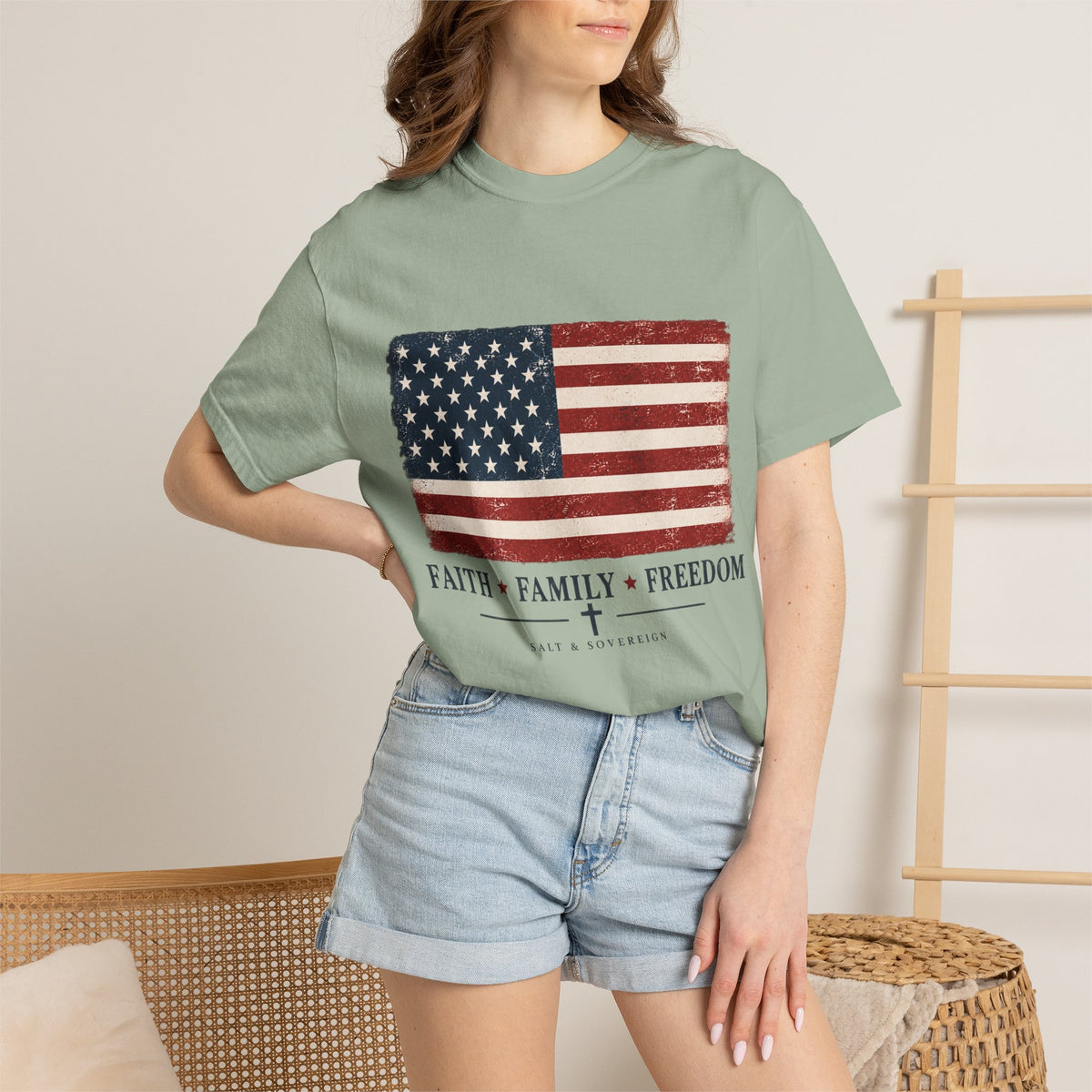 T-Shirt — "Faith. Family. Freedom." Christian Graphic Tee