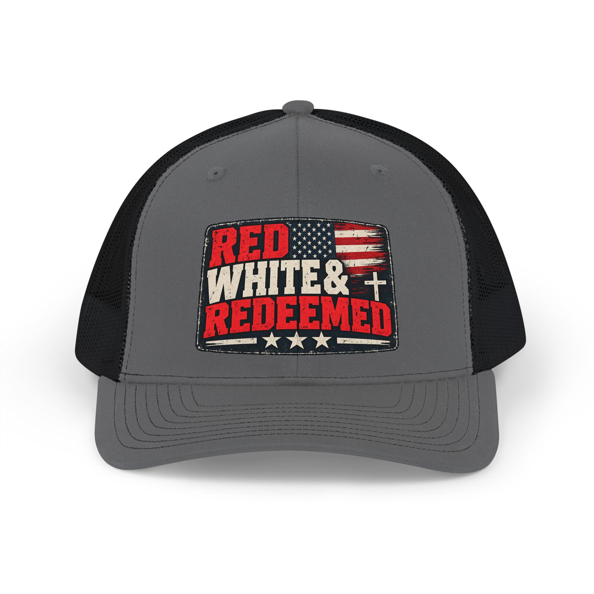 Trucker Cap — "Red White & Redeemed" American Flag Patch