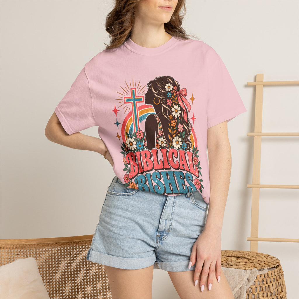 Biblical Bishes Graphic T-Shirt — Retro Floral Christian Faith Tee